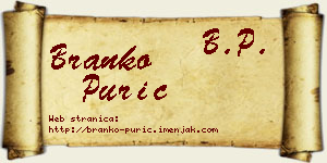 Branko Purić vizit kartica